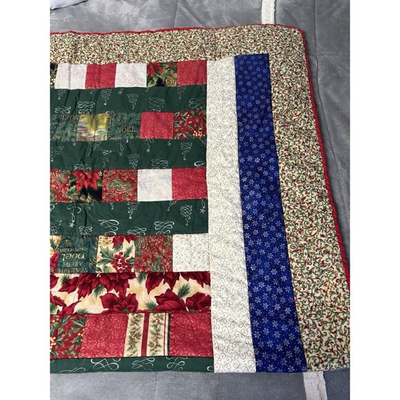 HANDMADE Christmas Vintage LAP Quilt Throw 62”x40” WALLHANGING‎ Patchwork - Picture 5 of 8